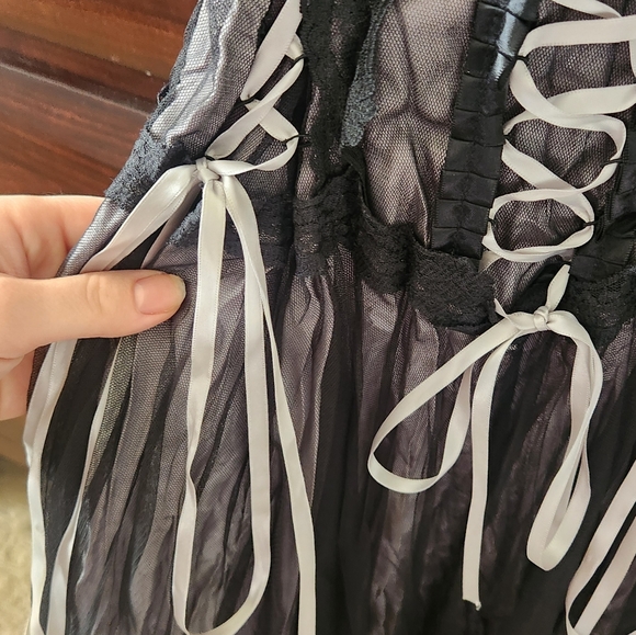 Y2K Morbid Threads Vintage Corset Overlay Whimsy Goth Whimsy Fairy Black Sml - Picture 8 of 13